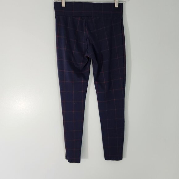 LOFT Outlet Soft Knit Leggings‎ Navy Blue Red Check XS Pull On Stretch Cropped - Picture 5 of 11